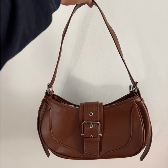 Handbags - Elegant Brown Faux Leather Shoulder Bag